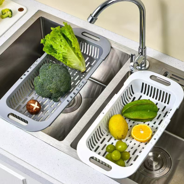 Adjustable Plastic Drain Basket for Fruits and Vegetables