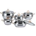 stainless steel casserole set golden handle apple shape