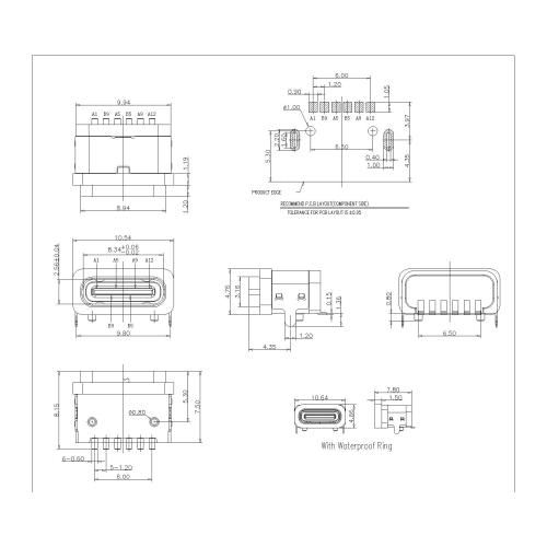 Female Waterproof SMT 90,With Steel Sheet