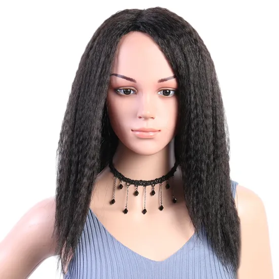 Origin Direct Wholesale Hot Selling Black Yaki Kinky  Afro Wig For Black Women Cheap Synthetic Hair Wigs Women's Wigs