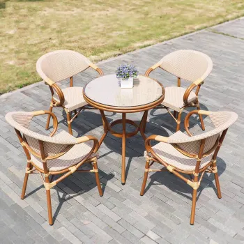 Waterproof Stacking Outdoor Aluminum Rattan Dining Chair for Restaurants