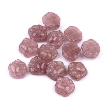 Strawberry Quartz 14x16mm Cat Paw & Claw Beads Drilled Side Hole for Making Jewelry