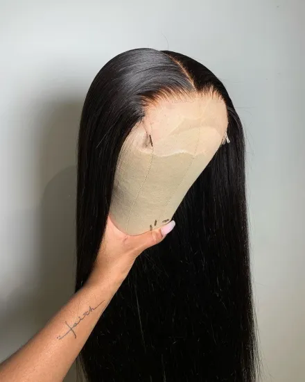 Msbeauty Peruvian Cuticle Aligned Virgin 180%Density Human Hair Full Hd Lace Front Wig Straight Lace Closure Wig For Black Women