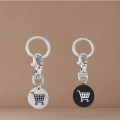 Custom Nickel-Plated Metal Enamel Logo Shopping Cart Trolley Token Coin Keychain with UV Printing