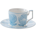 Alice Blue Cup and Saucer Coffee Tea Cup Mug Ceramic Decal Porcelain Afternoon Tea Set Latte and Cappuccino