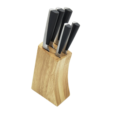 Set pisau stainless steel terlaris dengan balok kayu karet