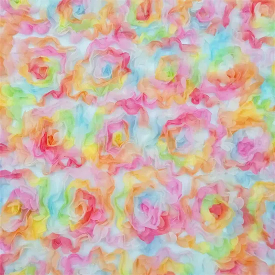 Classical Multicolor Rose 3d Flower Embroidery Lace Fabric