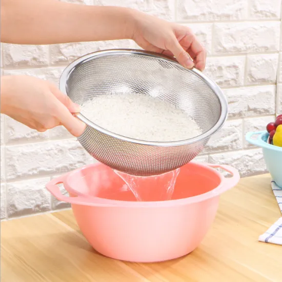 Two Colours Stainless Steel Basin And Rice Sieve