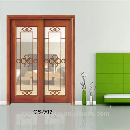 Entry Doors wooden frame frosted glass for door