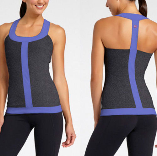 Blue Stripe Womens Fitness Wear , Lycra Fabric Active Wear