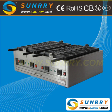 Double head electric 12pcs grill fish shape waffle cake baker machine