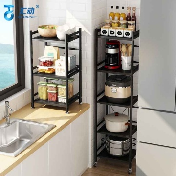 Kitchen Retractable Organizer: Multilayer Carbon Steel Storage Rack for Microwave Oven, Cookware & Household Items