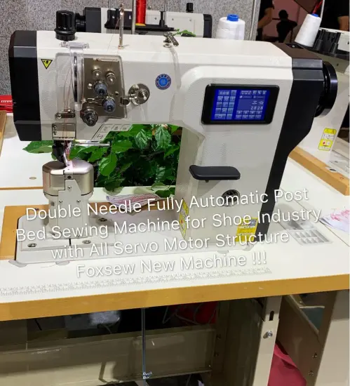 Double Needle Fully Automatic Post Bed Sewing Machine for Shoes Industry With all Servo Motor Strcture