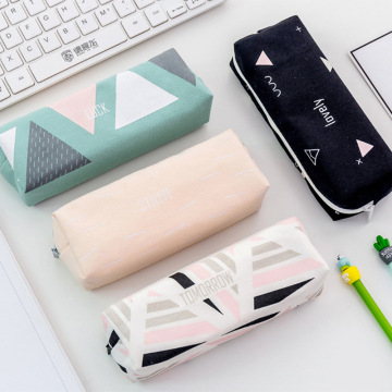 High Quality Geometric Series Multifunction Canvas Kids Pencil Cases: Cute Children's Stationery for School Supplies
