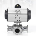 Food Grade 3 Way Clamp Pneumatic Ball Valve