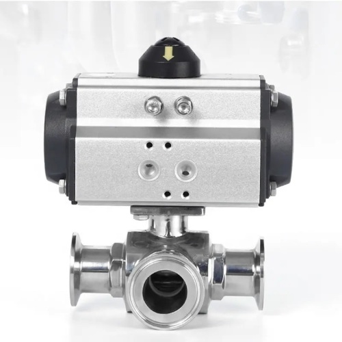 Clamp 3Way Double Acting Pneumatic Sanitary Ball Valve