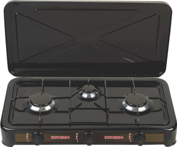 Three Burner Black Lpg Gas Stove