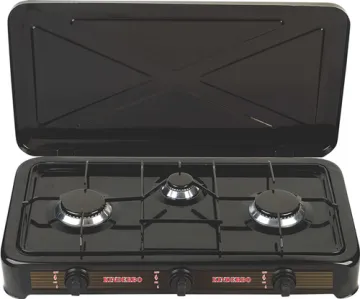 Three Burner Black Lpg Gas Stove