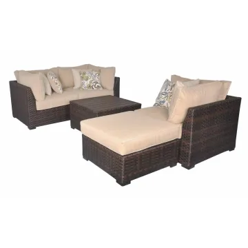 Wicker Rattan Outdoor Garden Furniture Corner Sectional Sofa Set with Thick Cushions