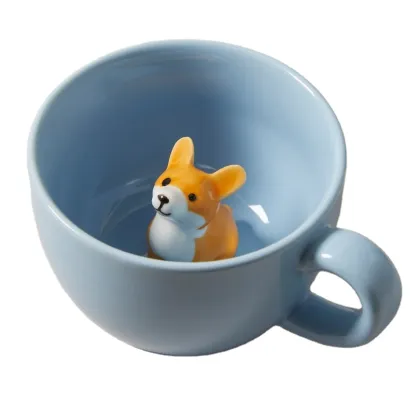 Ceramic Corgi Coffee Mug with Christmas Gift Theme