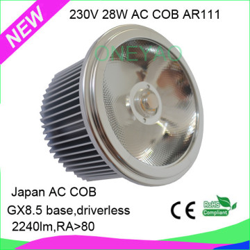 new design 2240lm RA80 made with Japan AC COB 28W LED GX8.5 AR111 driverless AR111