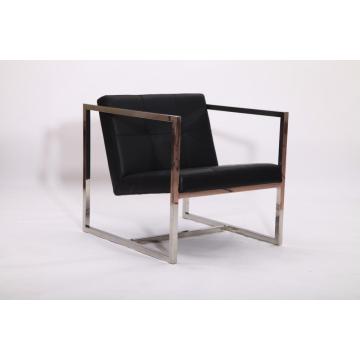 Black leather Angles Lounge Chairs