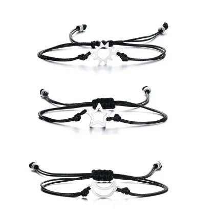 Waterproof Sun Moon Star Charm Friendship Bracelet