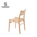 Wholesale Cheap Classic Hotel Banquet Restaurant Cafe Solid Wood Frame Woven Paper Cord Seat Rattan Dining Chair