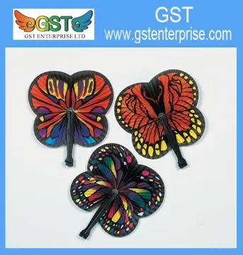 Butterfly Shaped Paper Folding Fans 9.5 inches