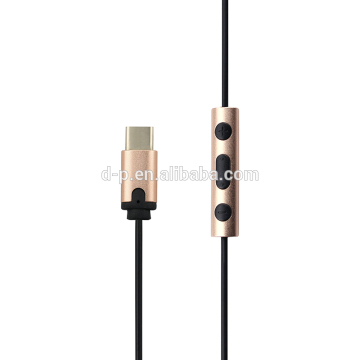 new products 2017 type c audio jack super bass sport in ear headphone with mic