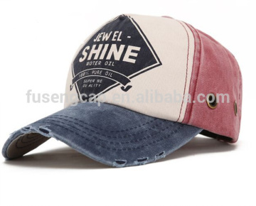 Custom washed 5 Panels sports cap baseball hat with priting