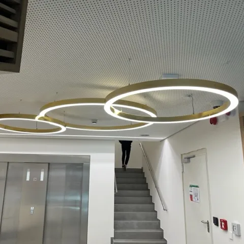 Ready to ship ring light linear pendant chandelier lamp luxury pendent circular lamp