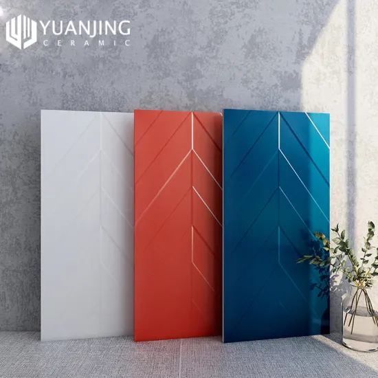 Macaron Series 300x600mm Full-Porcelain Nordic Fishbone Look Wall Tiles with Matte Surface and Concave-Convex Wave Patterns in Single Color