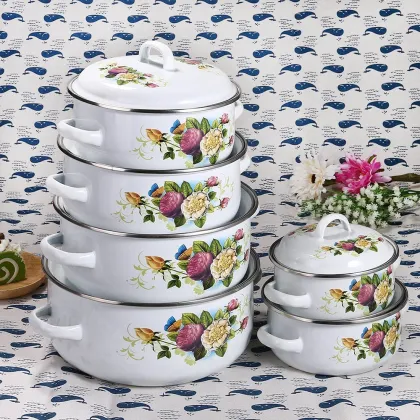 Enamel Casserole for Cook Soup at Home or Outside