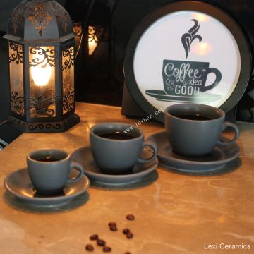 Porcelain Matte Dark Grey Espresso & Cappuccino Cup Sets - 50ml/110ml/200ml/300ml