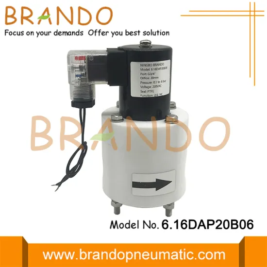 DN20 3/4'' Chemical Resistant Anti Corrosion PTFE Solenoid Valve