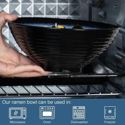 Japanese-Style Handmade Ceramic Ramen Bowl Set with Accessories