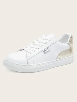 2021 shiny gold back PU white vulcanized shoes