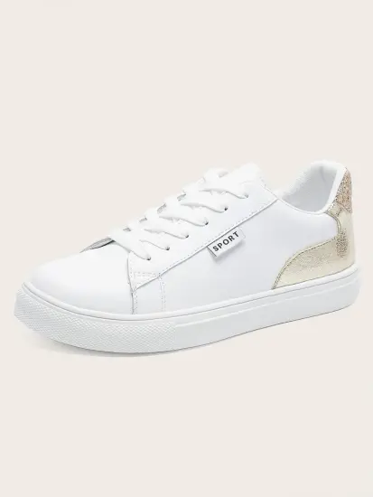 2021 shiny gold back PU white vulcanized shoes