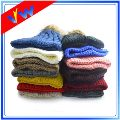 Custom Blank Twist Texture Knitted Pompom Hat