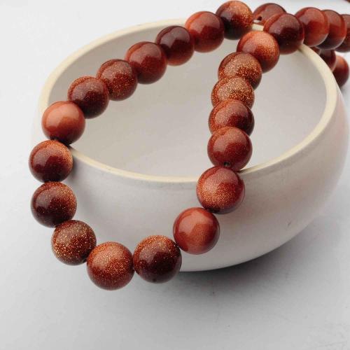 14MM Loose natural Goldstone Crystal Round Beads for Making jewelry