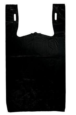 HDPE Black Color Plastic T-Shirt Bag with Gusset