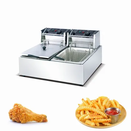 Guangzhou Stainless Steel Double Basket Electric Deep Fryer for Sale