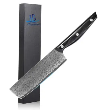 67-Layer Damascus Steel Nakiri Knife with Black Pakkaw Handle - Gift Box Included