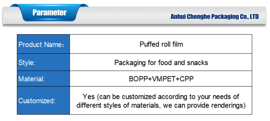 Packaging film for snacksPackaging film for snacks
