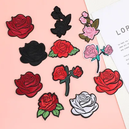 Wholesale Multicolor Glam Embroidered Rose Patches