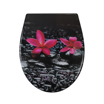 Duroplast Soft Close Toilet Seat in frangipani motif