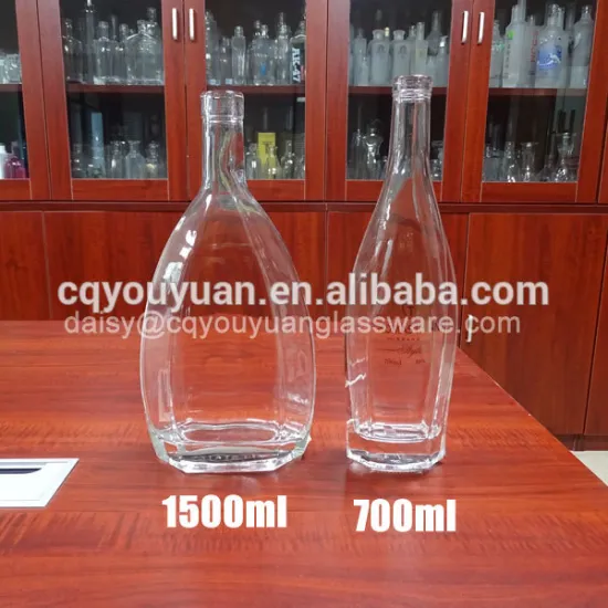 Premium flask shaped fancy empty french brandy xo bottle 70cl