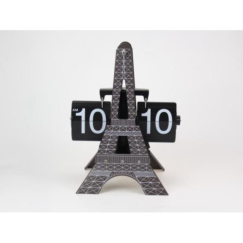 Magnifique horloge de rabat à la forme de la puissance Eiffel-Tower 3D