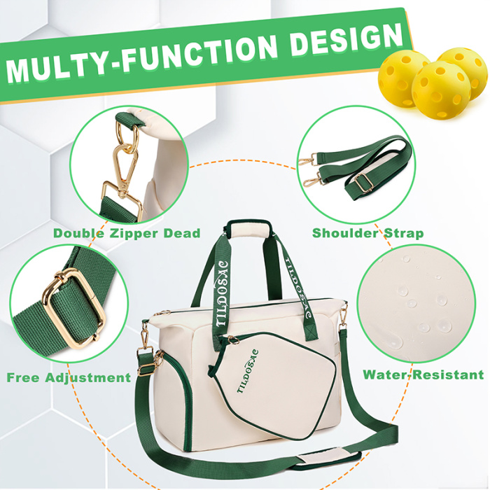 Portable Pickleball Tote Bag with Insulated Pockets